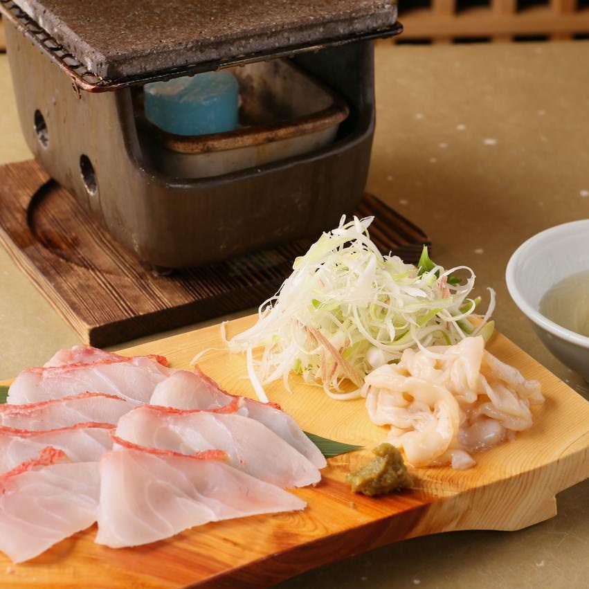 <跳魚の新定番>金目鯛の焼きしゃぶ溶岩プレート