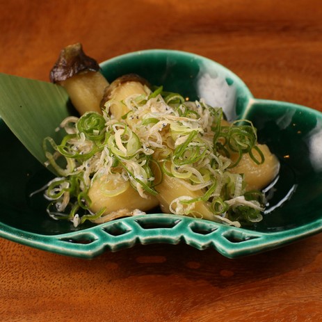 焼き茄子の葱じゃこのせ