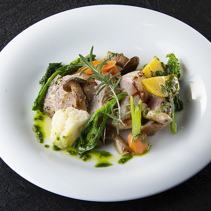 Grilled iberico pork with herbs
